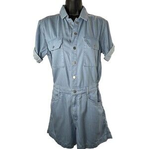 Mavi Jeans Denim Abbey Romper Womens Small Blue Rolled Sleeves Cowgirl Grunge